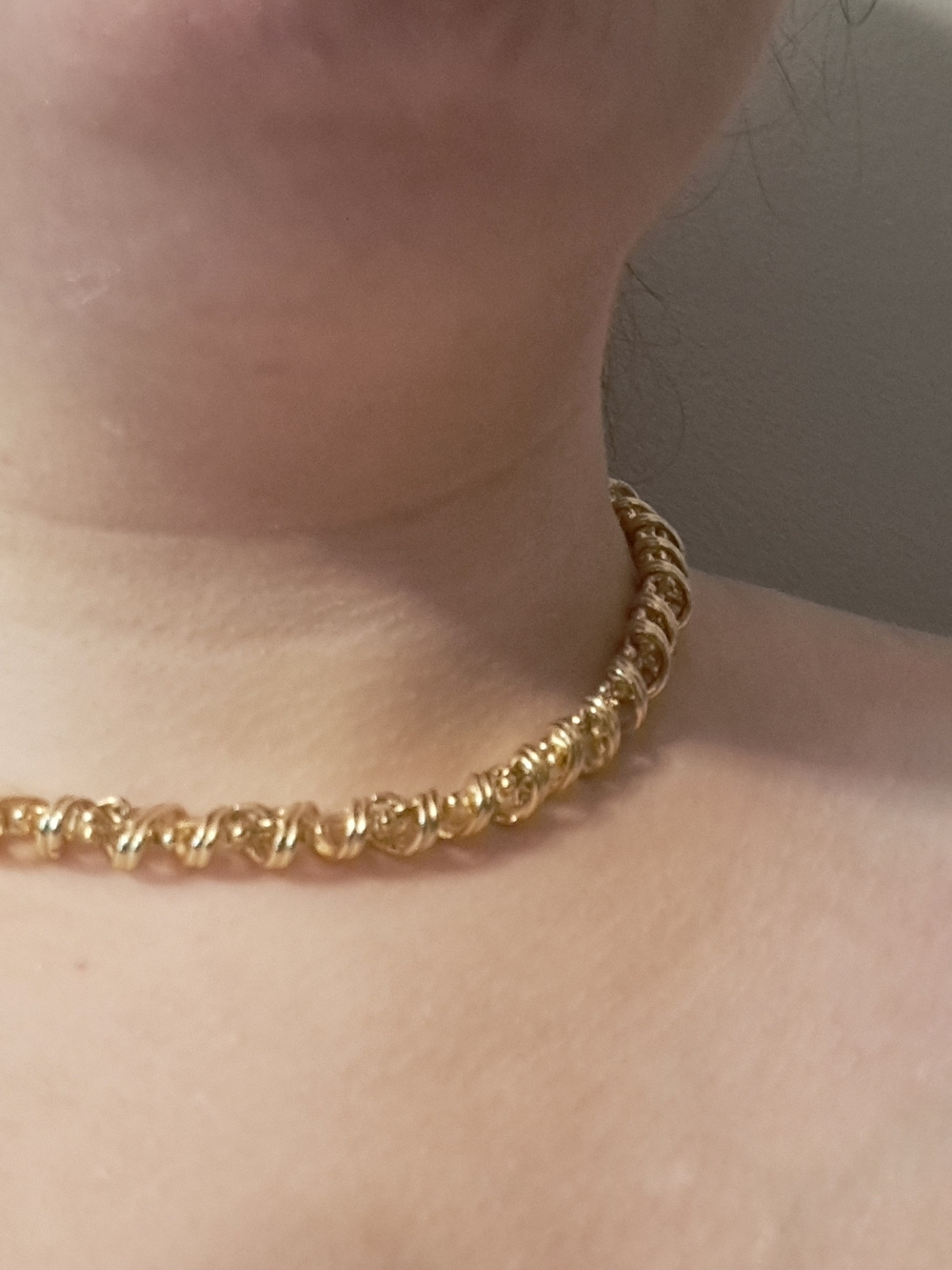 Gold Tone Twist Rope Choker Necklace